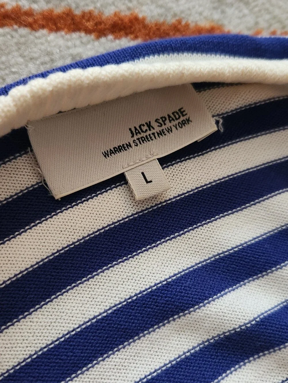 Jack Spade - Striped Crewneck Sweater, Blue & White, Size Large